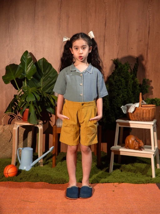 Image of SABINE AND HEEM - GENE Corduroy Short - Mustard - Bawahan Celana Pendek Corduroy Anak