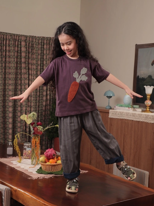 SABINE AND HEEM x KARROT - EMORY Twill Denim Big Pants - Kids Reversible Pants