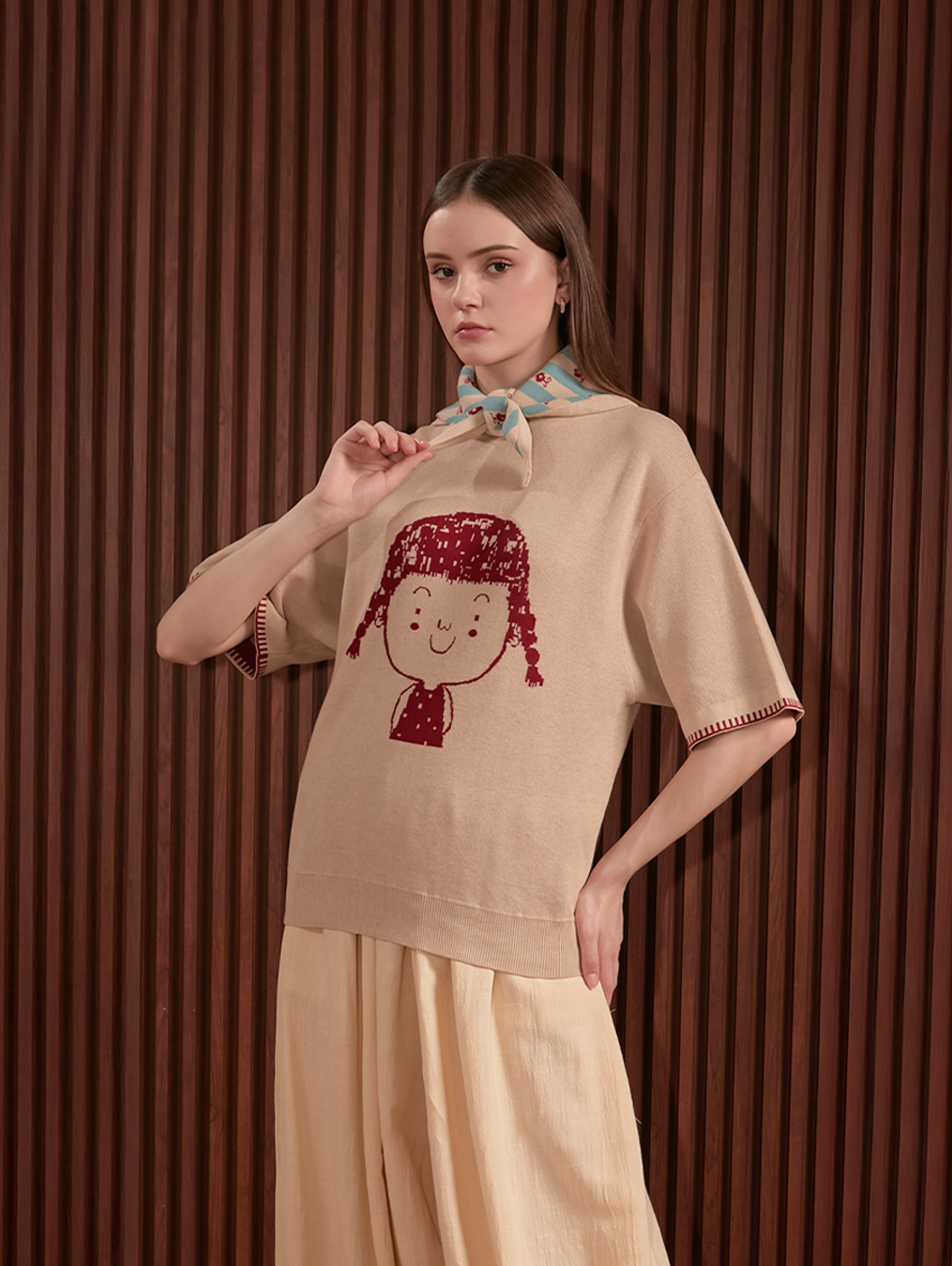 SABINE AND HEEM - NA WILLA - COTTON Knitted Tee With Scarves - Adult Knit T-Shirts