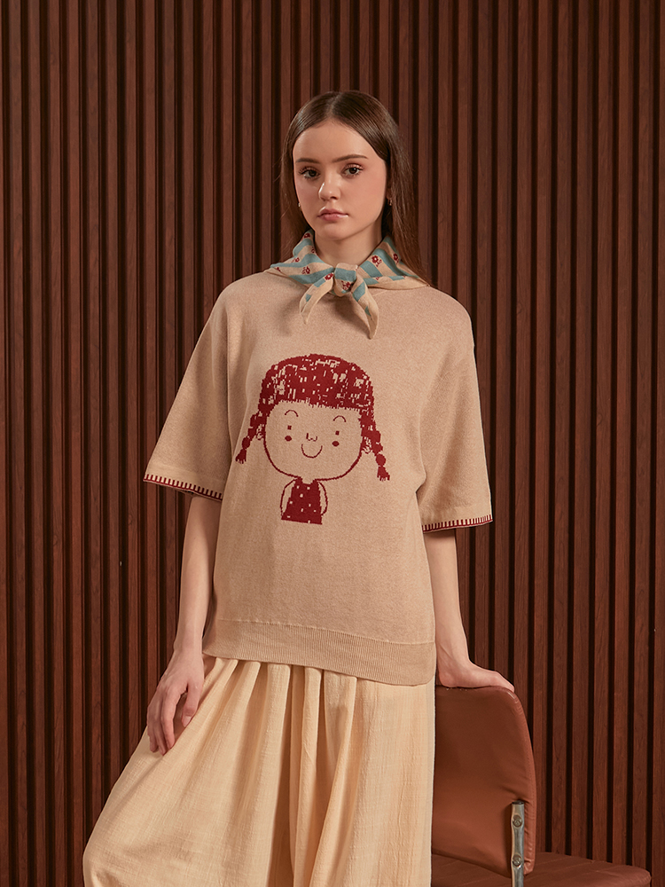 SABINE AND HEEM - NA WILLA - COTTON Knitted Tee With Scarves - Adult Knit T-Shirts