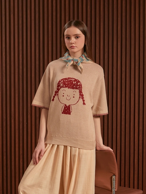 SABINE AND HEEM - NA WILLA - COTTON Knitted Tee With Scarves - Adult Knit T-Shirts