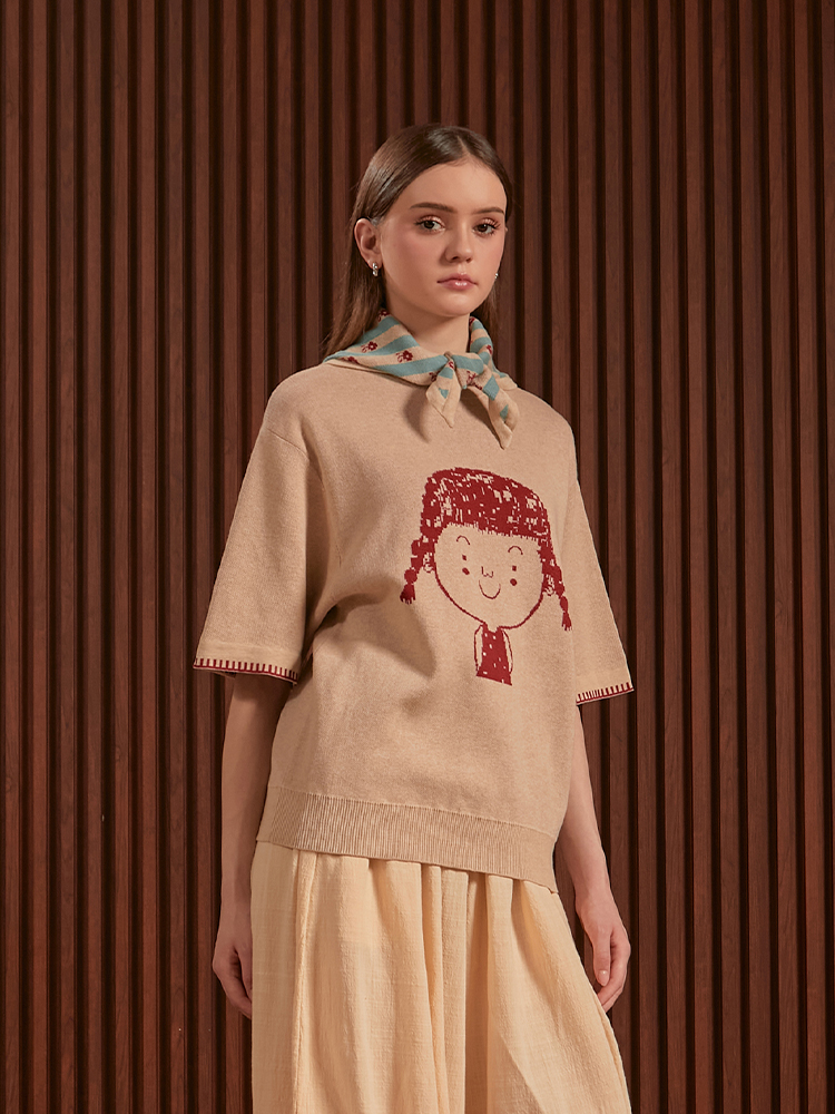 SABINE AND HEEM - NA WILLA - COTTON Knitted Tee With Scarves - Adult Knit T-Shirts