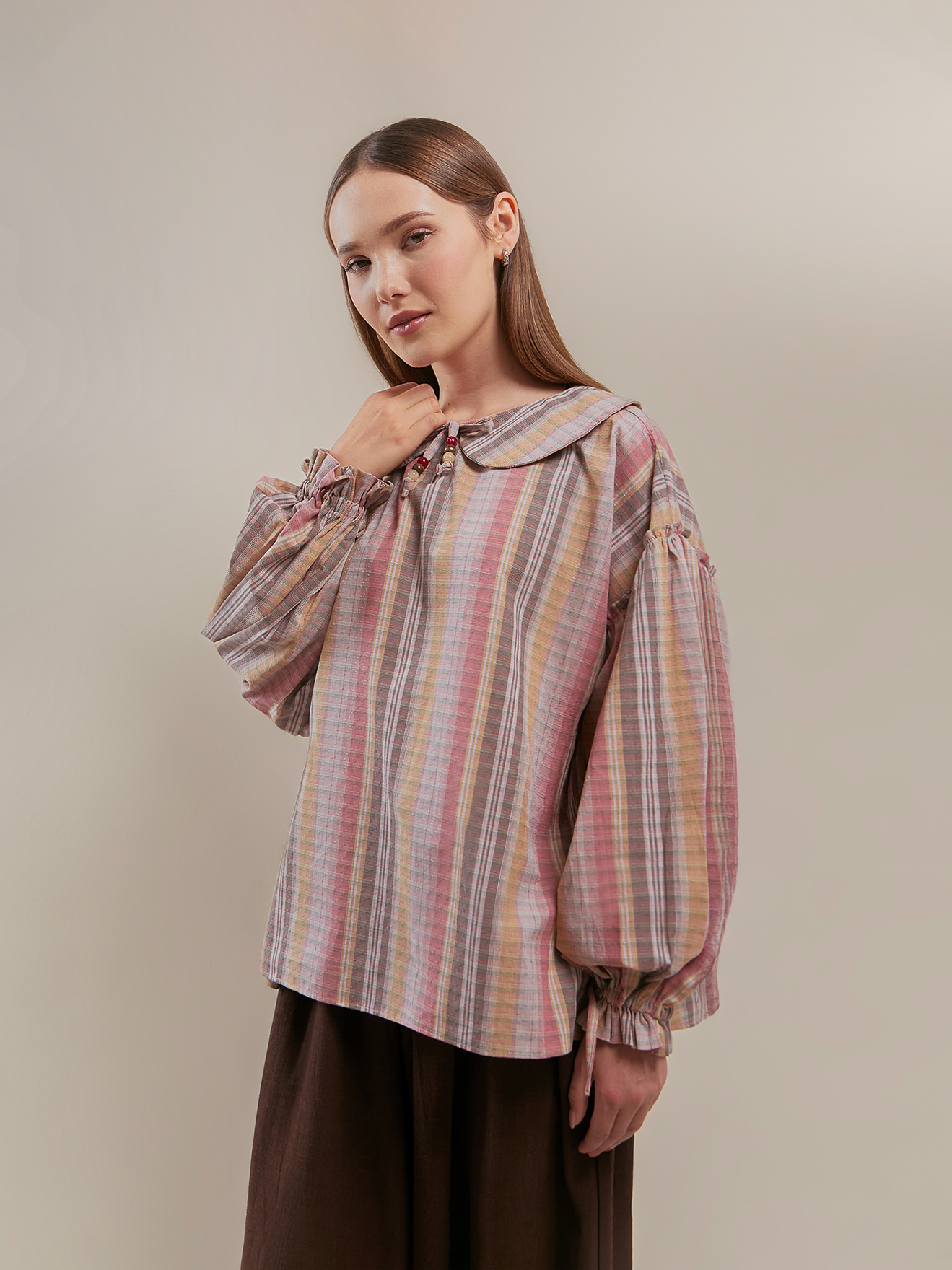 SABINE AND HEEM - SICILY Collar Blouse - Pink Brown - Adult Blouses