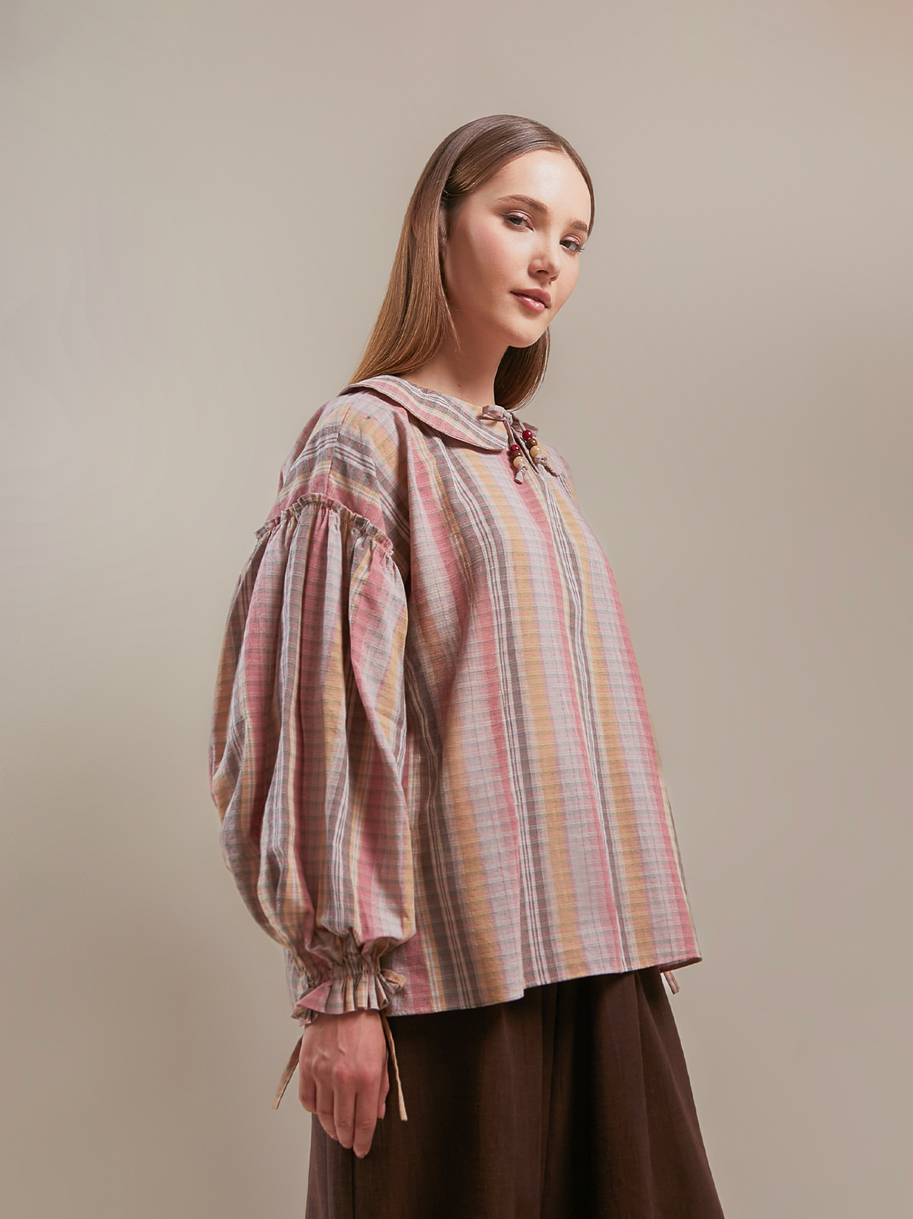 SABINE AND HEEM - SICILY Collar Blouse - Pink Brown - Adult Blouses