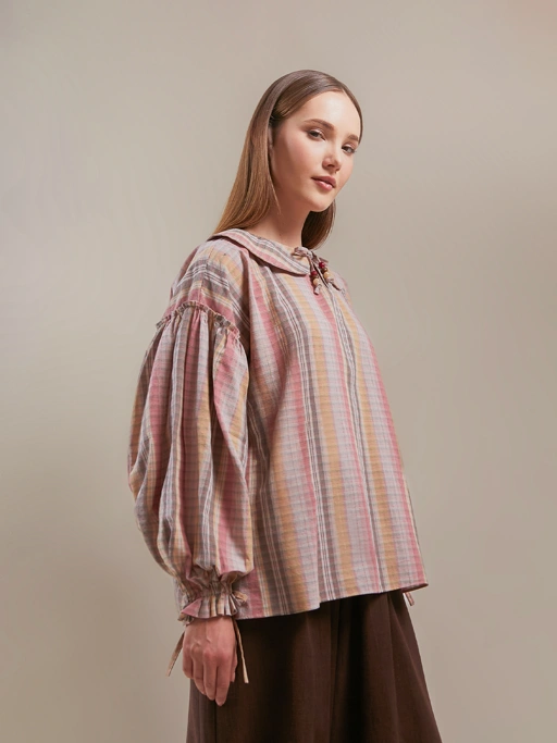 SABINE AND HEEM - SICILY Collar Blouse - Pink Brown - Adult Blouses