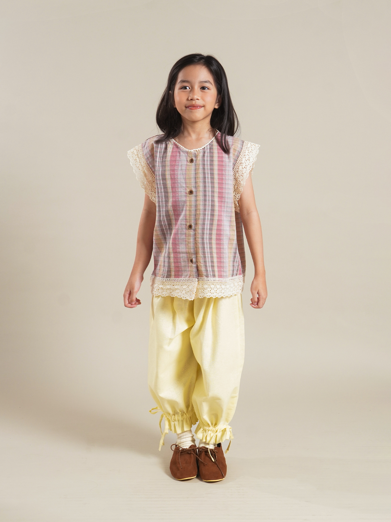 SABINE AND HEEM - PIANA Cotton Sleeveless Top - Pink Brown - Girls Cotton Top