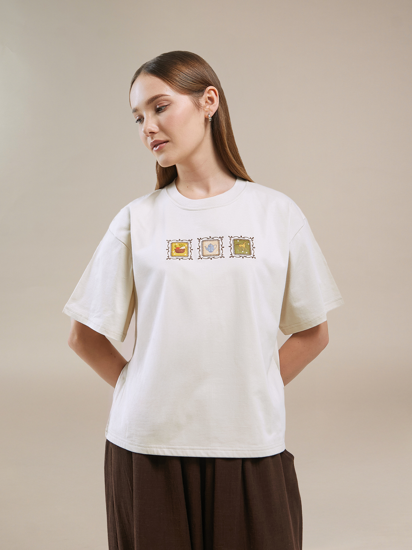 SABINE AND HEEM - BOH Cotton Tee - Beige - Adult Cotton T-Shirt
