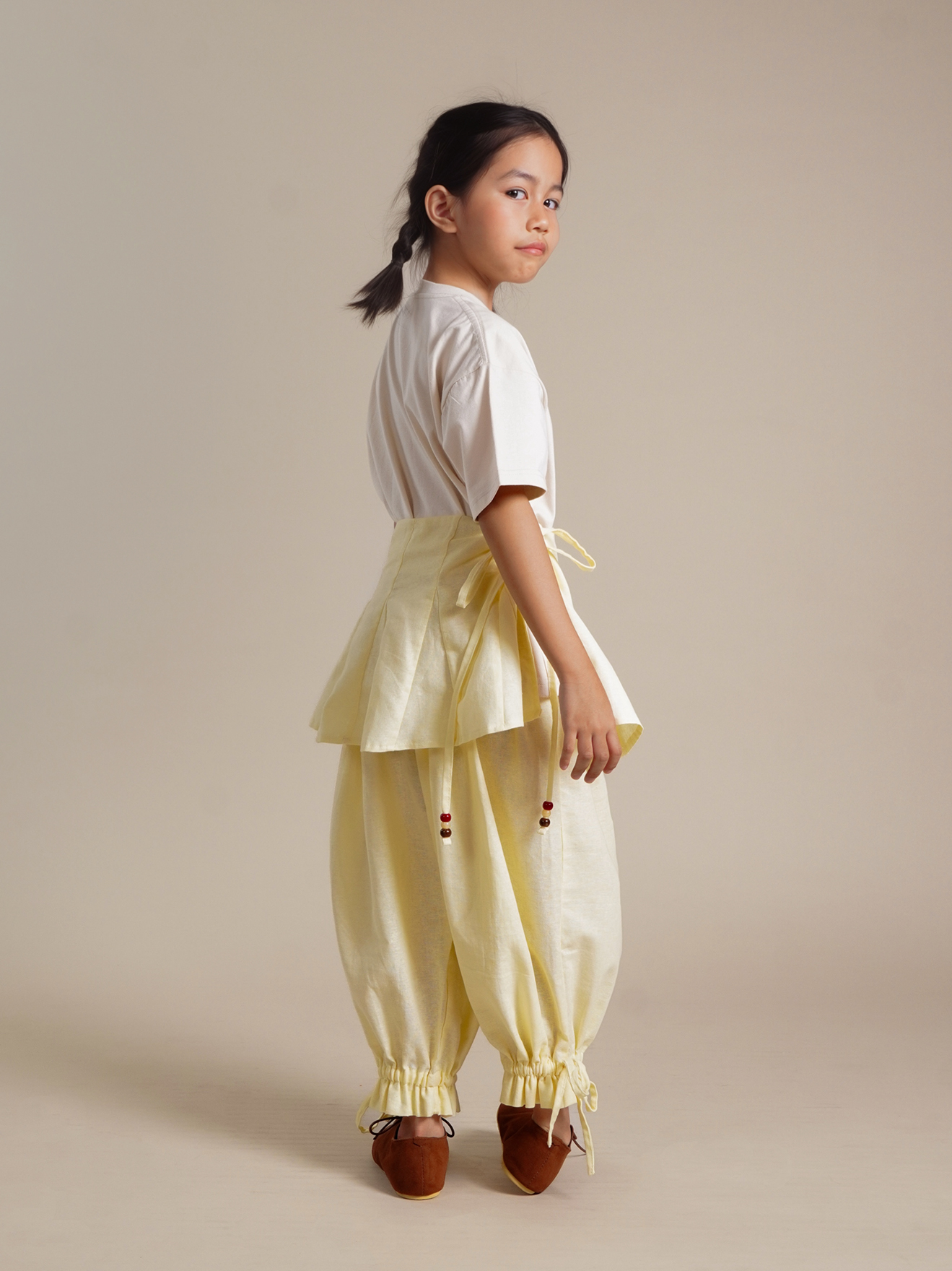 SABINE AND HEEM - DARLA Drawstring Balloon Pants With Skirt - Butter - Kids Balloon Pants