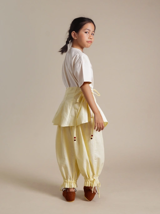 SABINE AND HEEM - DARLA Drawstring Balloon Pants With Skirt - Butter - Kids Balloon Pants