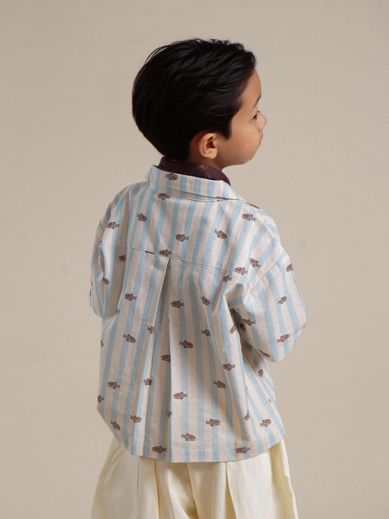 SABINE AND HEEM - NA WILLA - Fish Crochet Shirt - Kids - Blue Beige - Kids Shirt