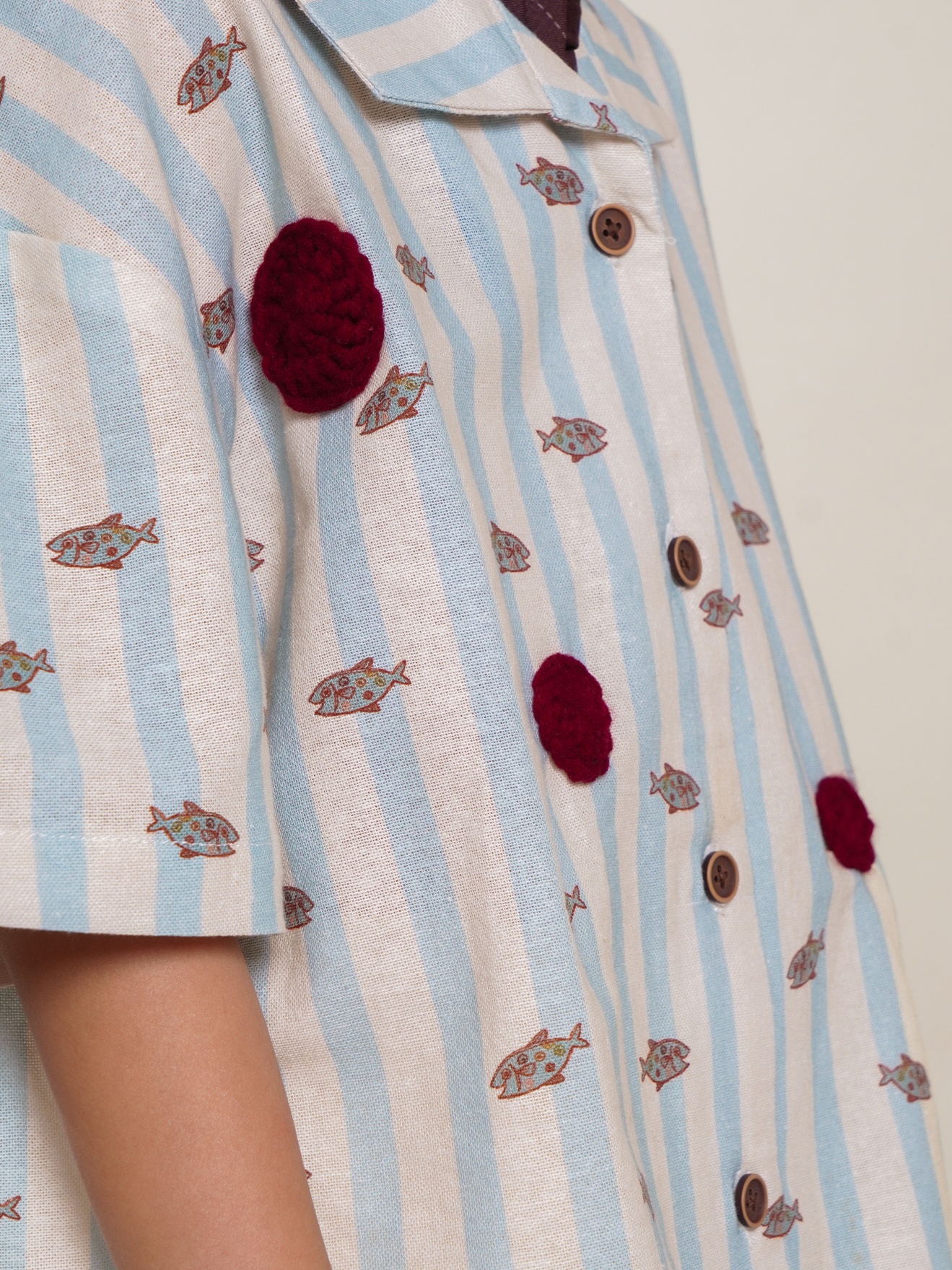 SABINE AND HEEM - NA WILLA - Fish Crochet Shirt - Kids - Blue Beige - Kids Shirt
