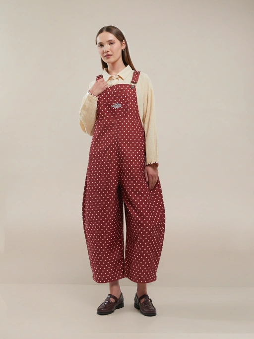 SABINE AND HEEM - NA WILLA - POLKADOT Ikan Overall - Adult - Maroon - Adult Overall