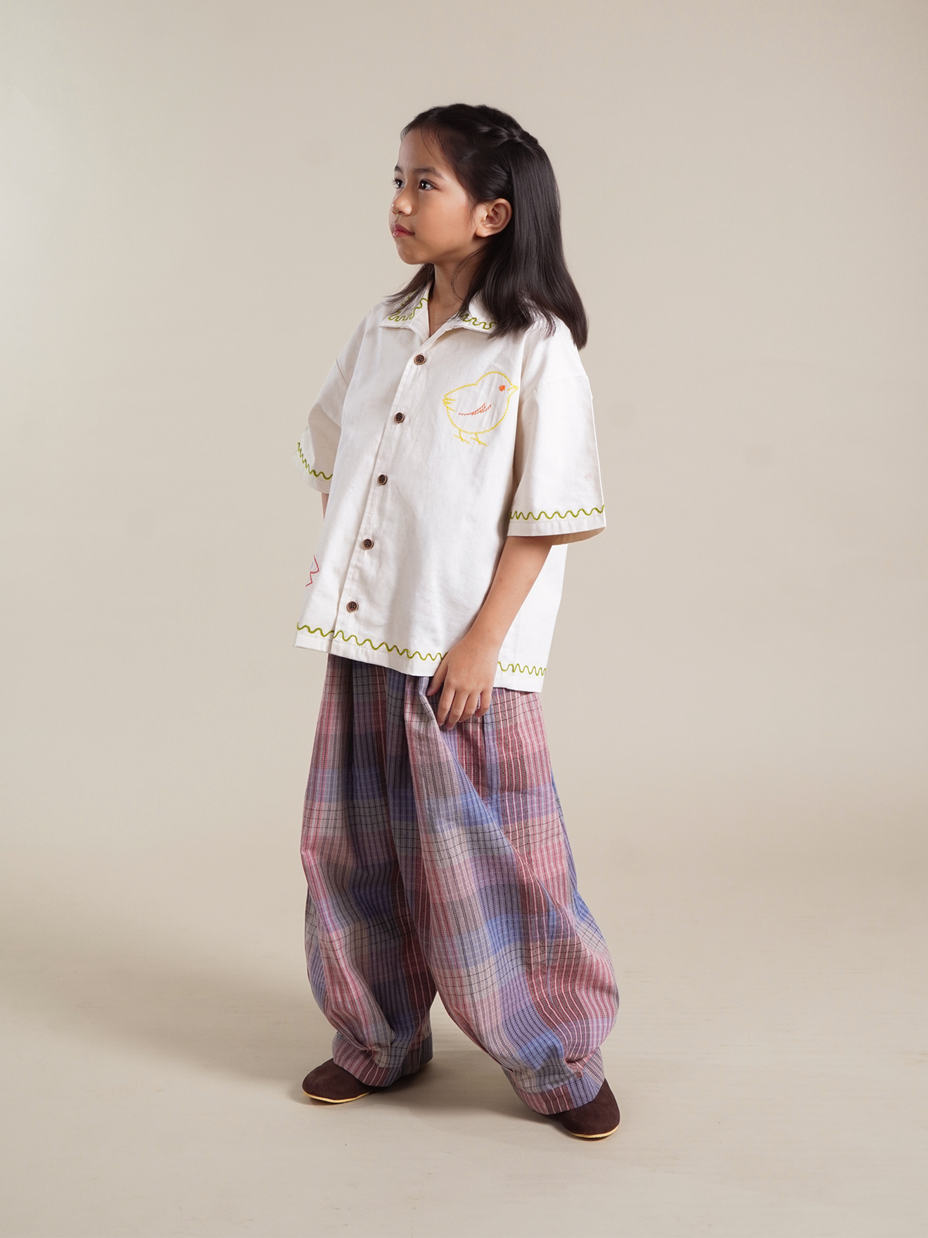 SABINE AND HEEM - NA WILLA - Chicken Fish Embroidery Shirt - Kids - Broken White - Kids Shirt