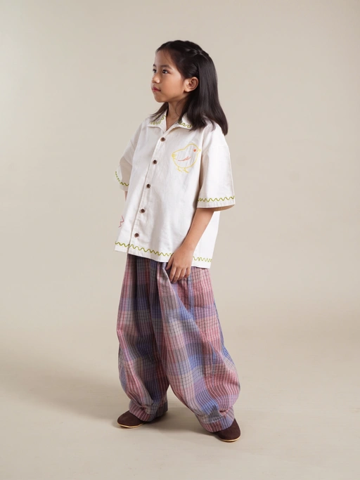 SABINE AND HEEM - NA WILLA - Chicken Fish Embroidery Shirt - Kids - Broken White - Kids Shirt