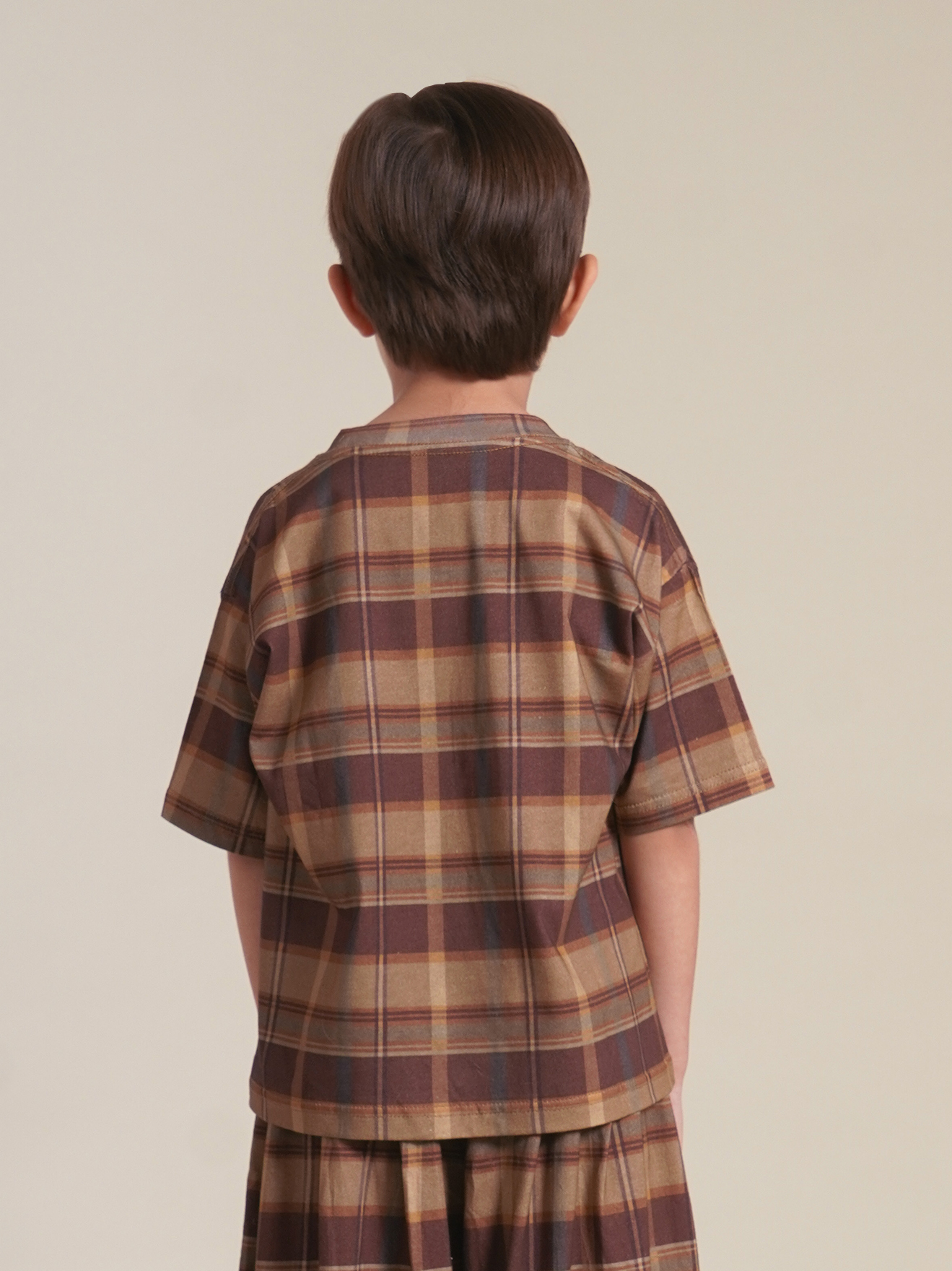 SABINE AND HEEM - DAMM Tartan Cotton Tee - Mix Brown - Kids Cotton T-Shirts