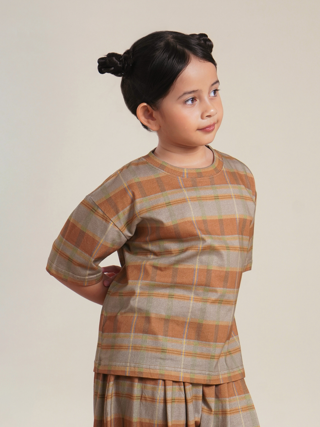 SABINE AND HEEM - CADD Tartan Cotton Tee - Mix Terracotta - Kids Cotton T-Shirts