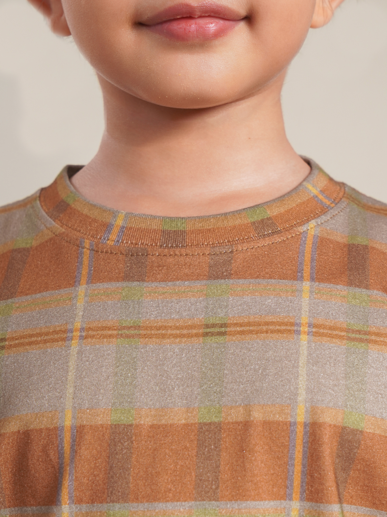 SABINE AND HEEM - CADD Tartan Cotton Tee - Mix Terracotta - Kids Cotton T-Shirts