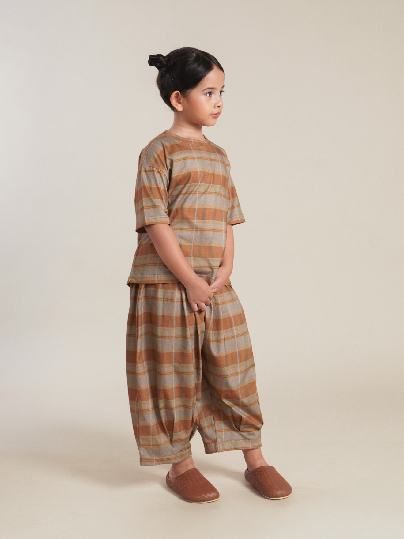 SABINE AND HEEM - CADD Tartan Cotton Tee - Mix Terracotta - Kids Cotton T-Shirts
