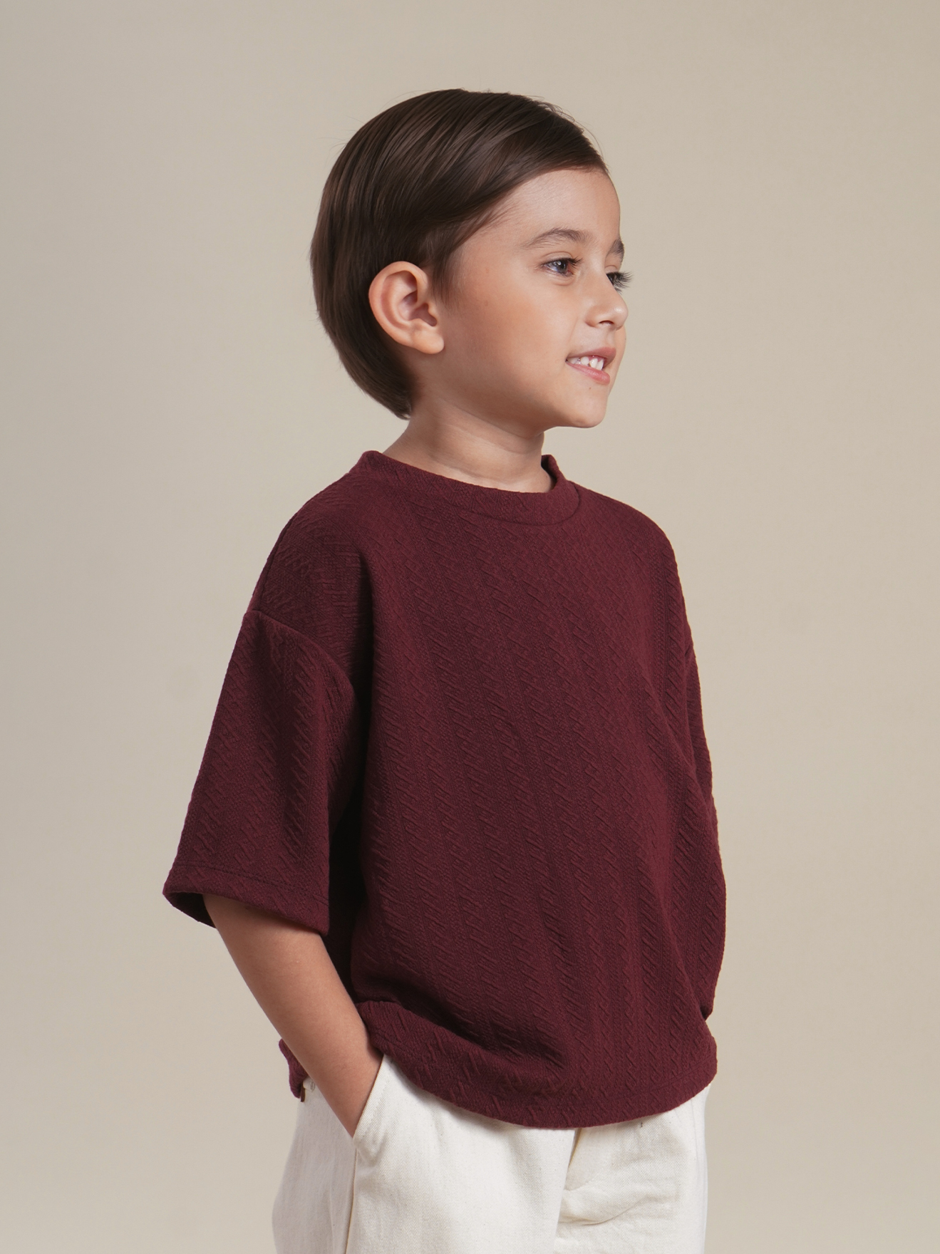 SABINE AND HEEM - TED Ribbed Shirt - Maroon - Kids T-Shirt Tops