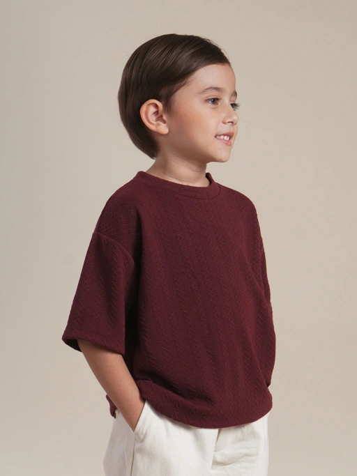 SABINE AND HEEM - TED Ribbed Shirt - Maroon - Kids T-Shirt Tops