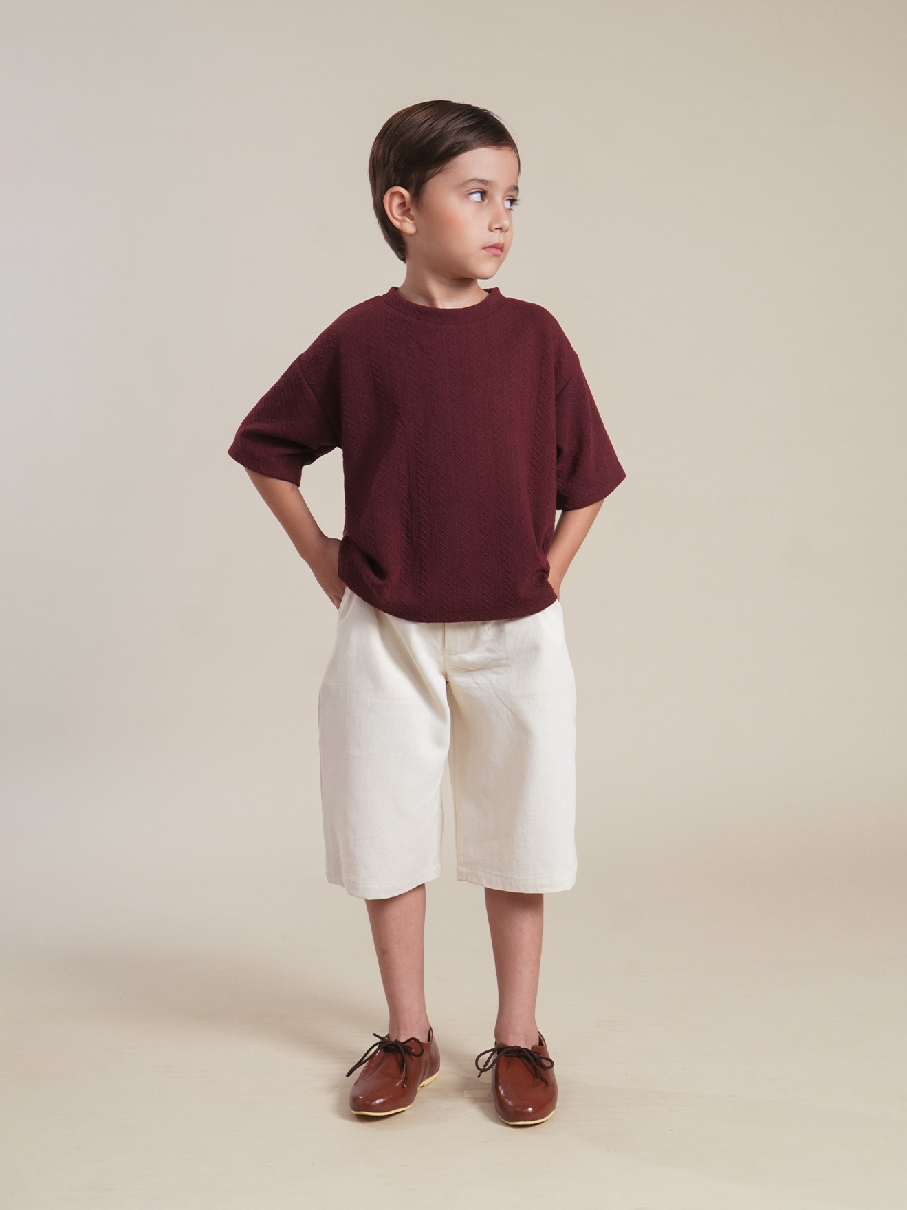 SABINE AND HEEM - TED Ribbed Shirt - Maroon - Kids T-Shirt Tops