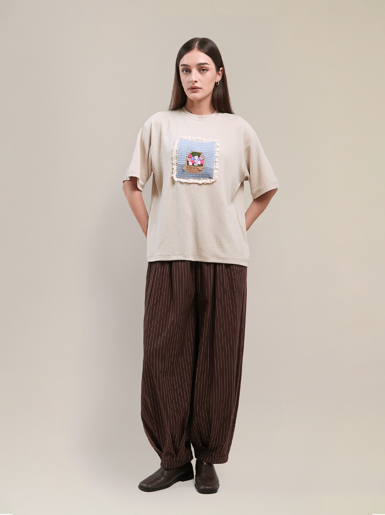 SABINE AND HEEM - DAISY Ribbed Shirt - Adult - Khaki - Adult T-Shirt Tops