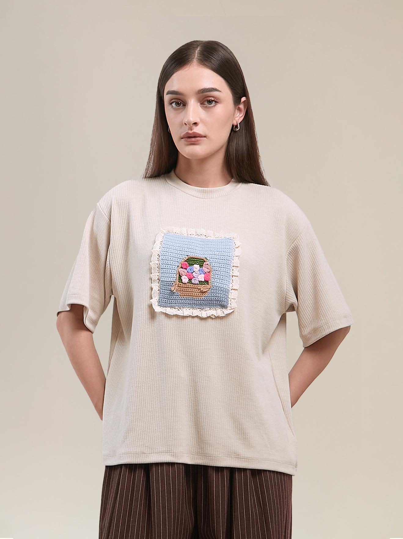 SABINE AND HEEM - DAISY Ribbed Shirt - Adult - Khaki - Adult T-Shirt Tops