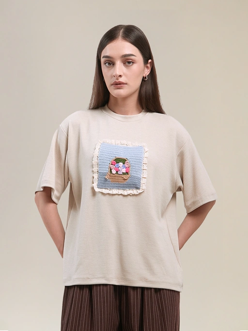 SABINE AND HEEM - DAISY Ribbed Shirt - Adult - Khaki - Adult T-Shirt Tops