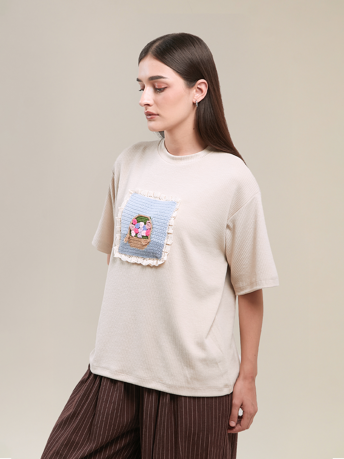 SABINE AND HEEM - DAISY Ribbed Shirt - Adult - Khaki - Adult T-Shirt Tops