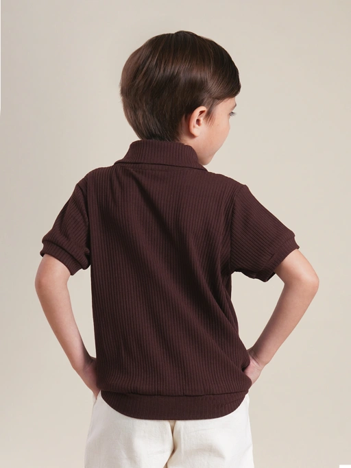 SABINE AND HEEM - MARLOW Polo Rib Shirt - Mahogany - Kids Collared T-Shirts