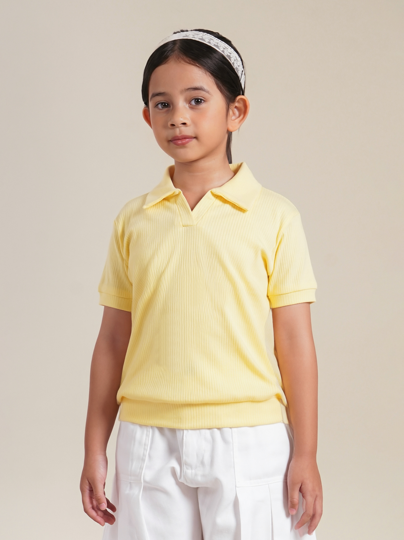 SABINE AND HEEM - MARLOW Polo Rib Shirt - Butter - Kids Collared T-Shirts