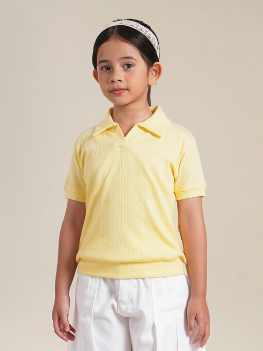 SABINE AND HEEM - MARLOW Polo Rib Shirt - Butter - Kids Collared T-Shirts