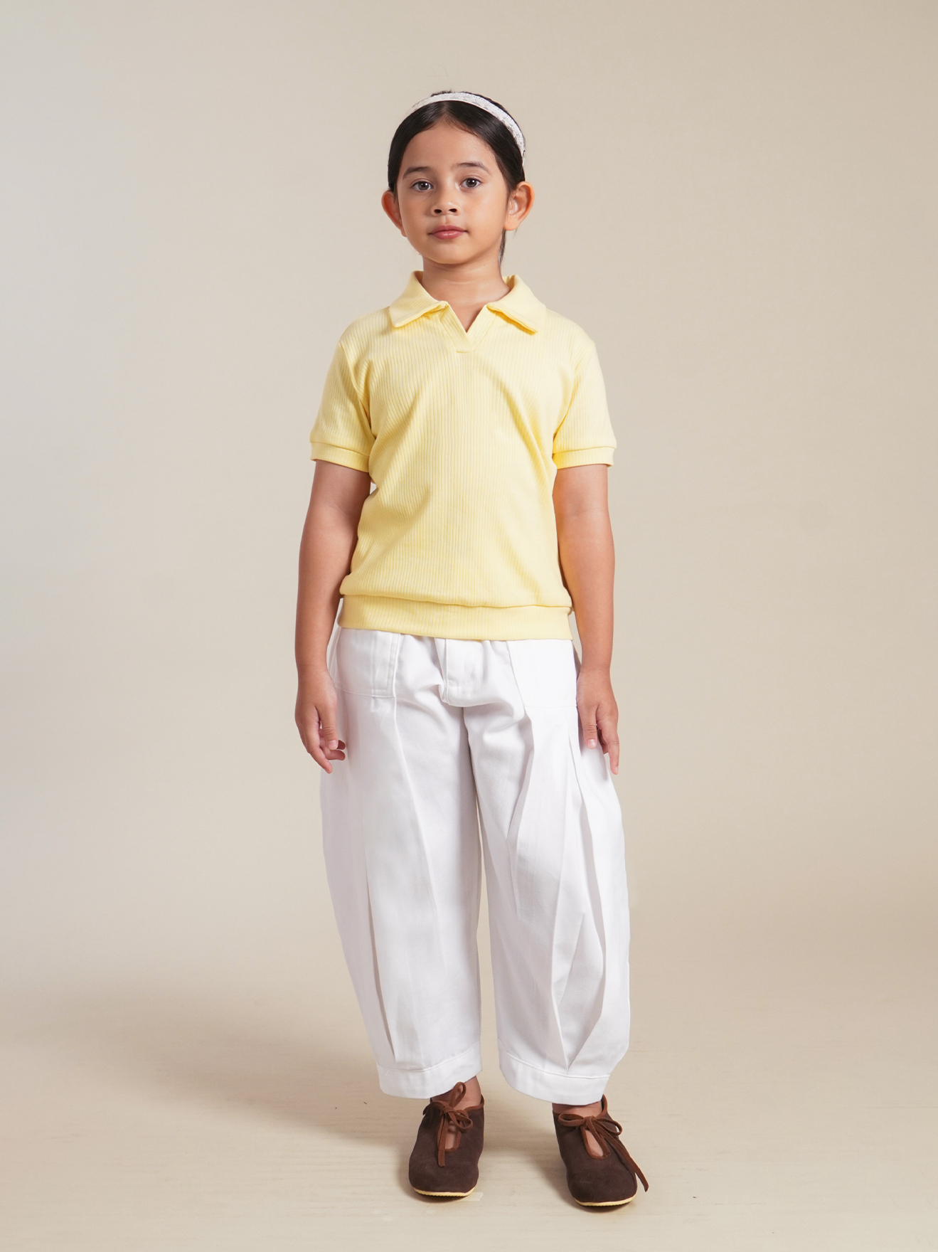 SABINE AND HEEM - MARLOW Polo Rib Shirt - Butter - Kids Collared T-Shirts
