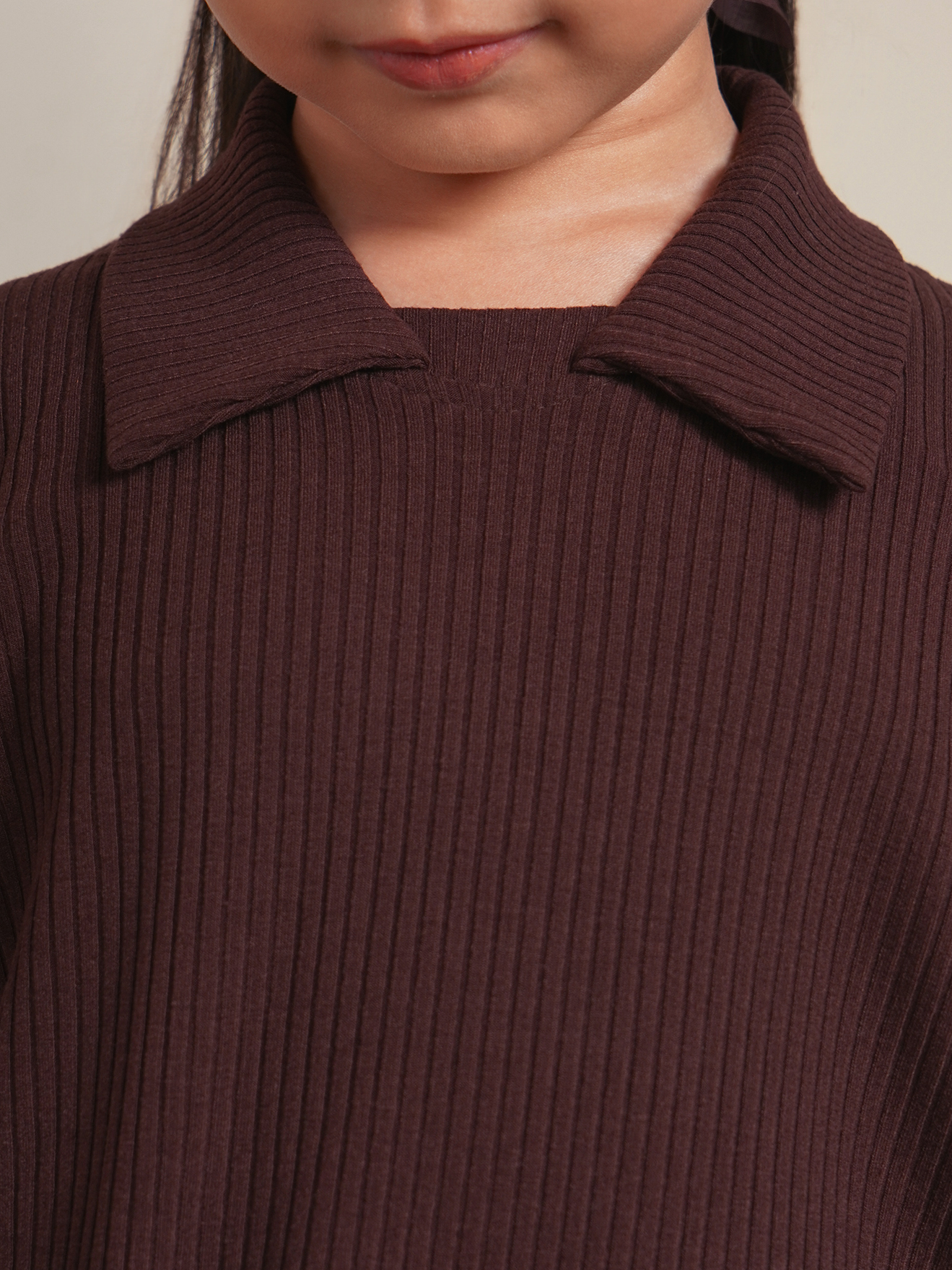 SABINE AND HEEM - BIM Ribbed Shirt - Mahogany - Kids Longsleeved Tops