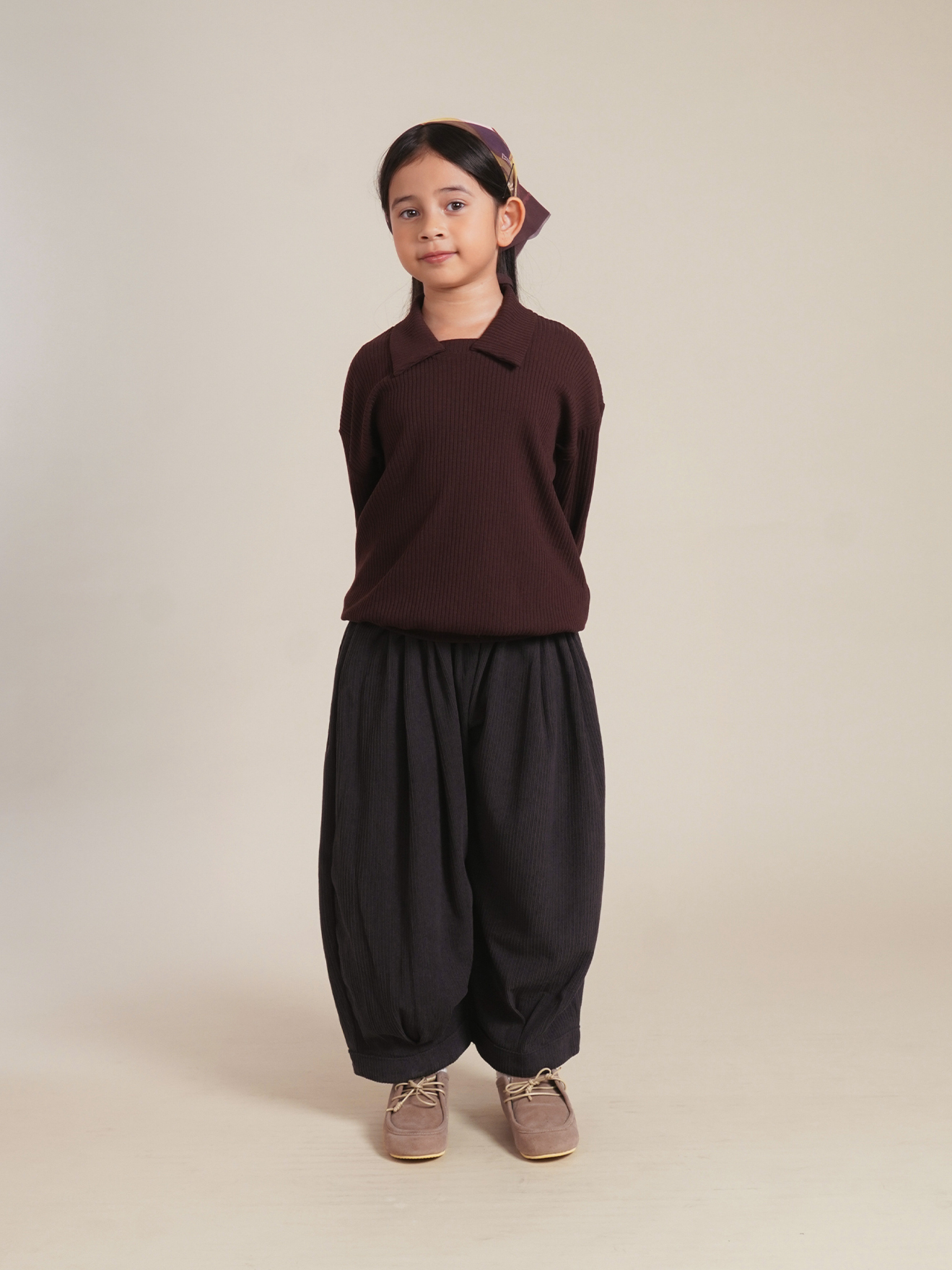 SABINE AND HEEM - BIM Ribbed Shirt - Mahogany - Kids Longsleeved Tops