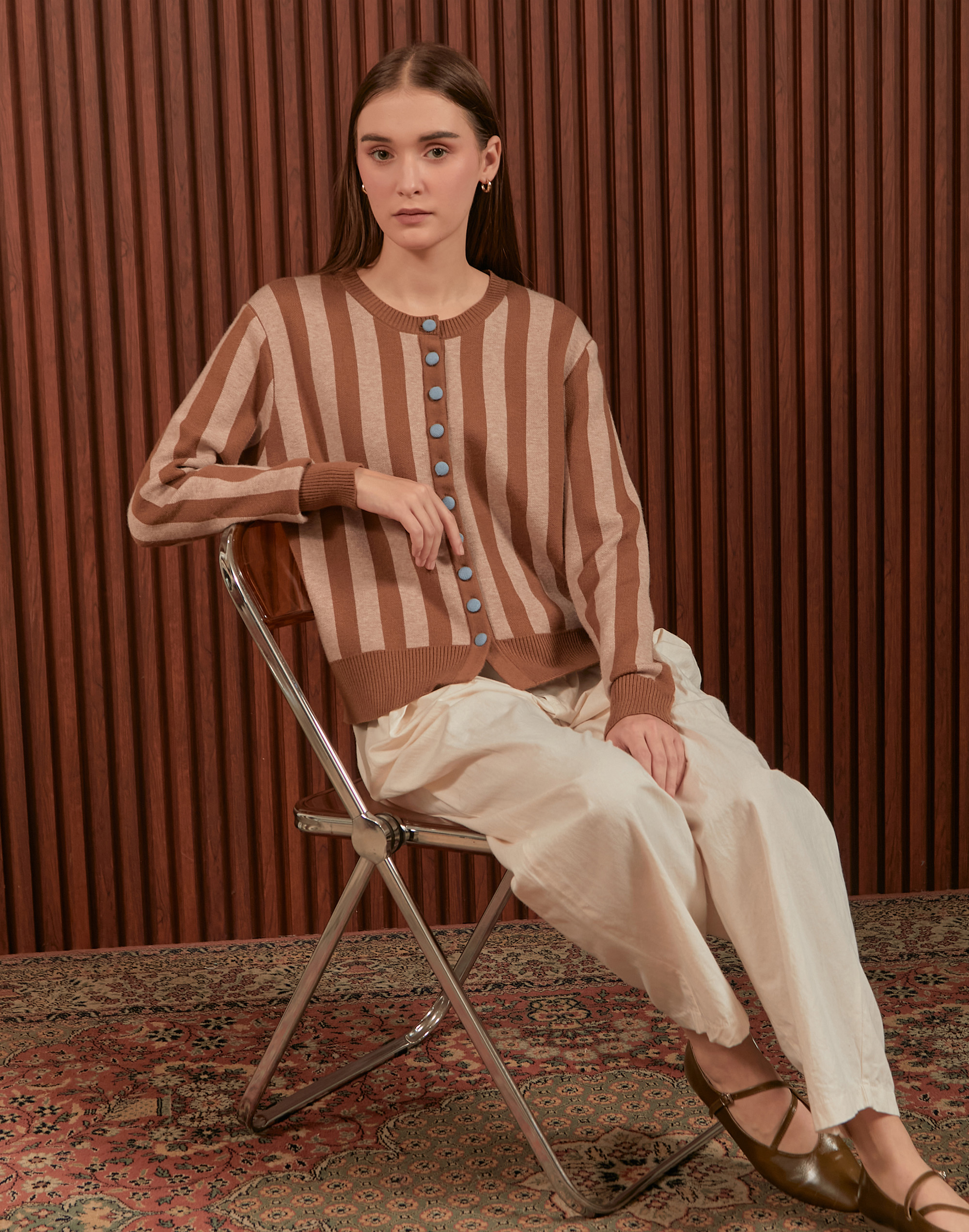 SABINE AND HEEM - MORY Viscose Stripe Knitted Cardigan Adult - Outer Rajut Dewasa