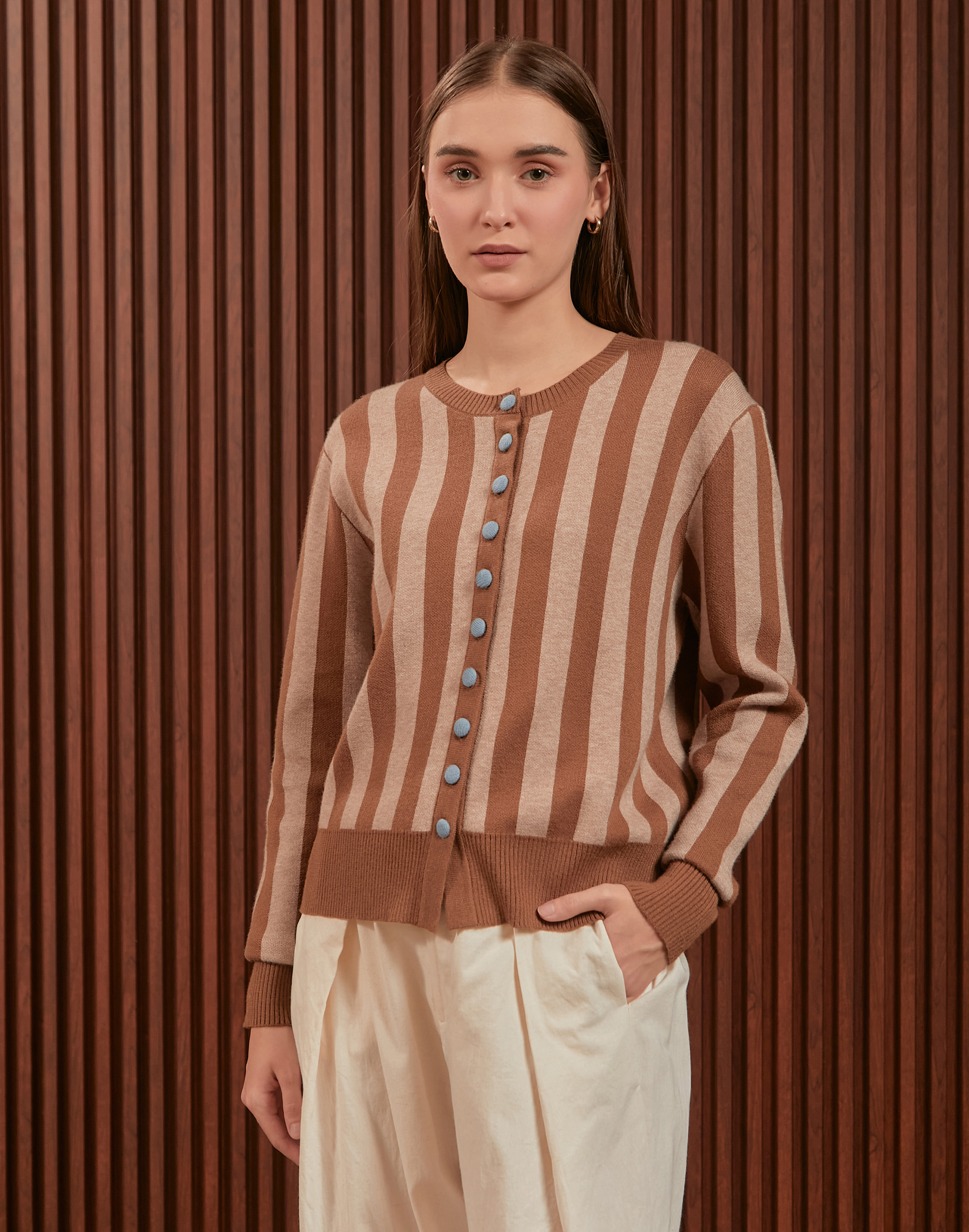 SABINE AND HEEM - MORY Viscose Stripe Knitted Cardigan Adult - Outer Rajut Dewasa