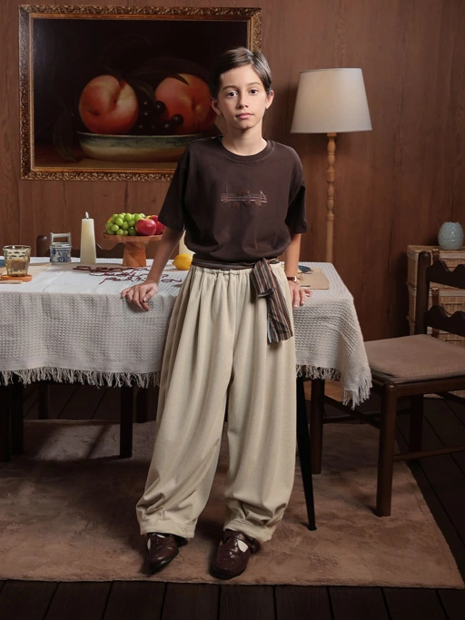 SABINE AND HEEM x MALIQ D'ESSENTIALS - Cotton Embroidery Tee - Dark Brown - Kids T-Shirt Top