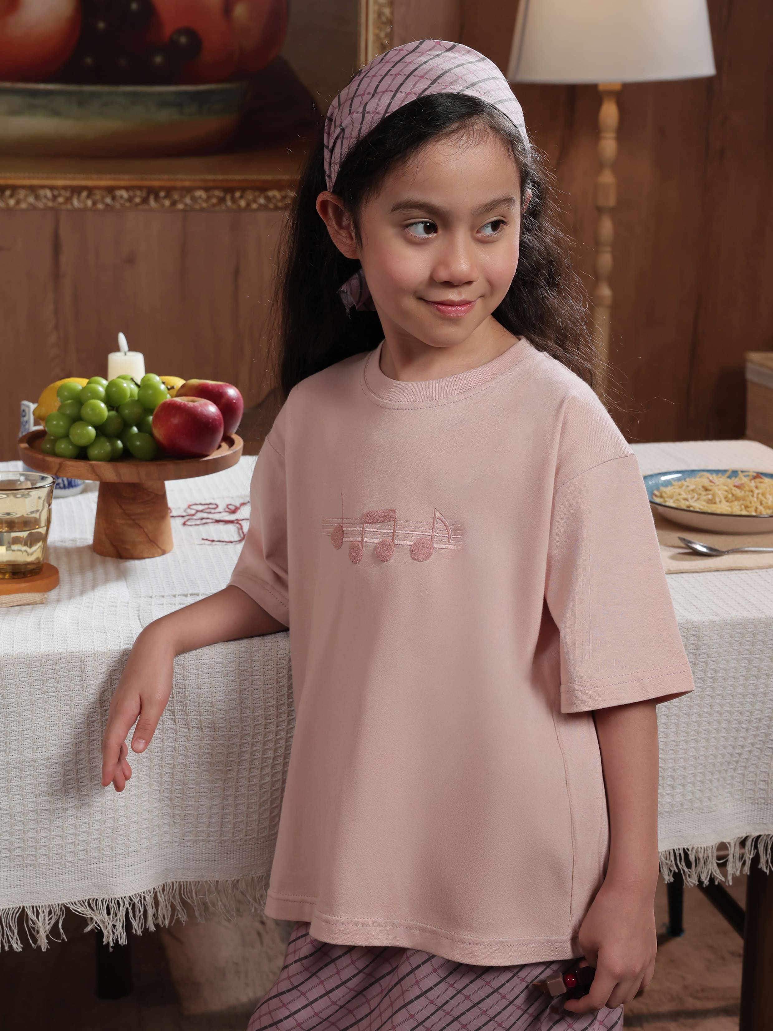 SABINE AND HEEM x MALIQ D'ESSENTIALS - Cotton Embroidery Tee - Pale Pink - Kids T-Shirt Top