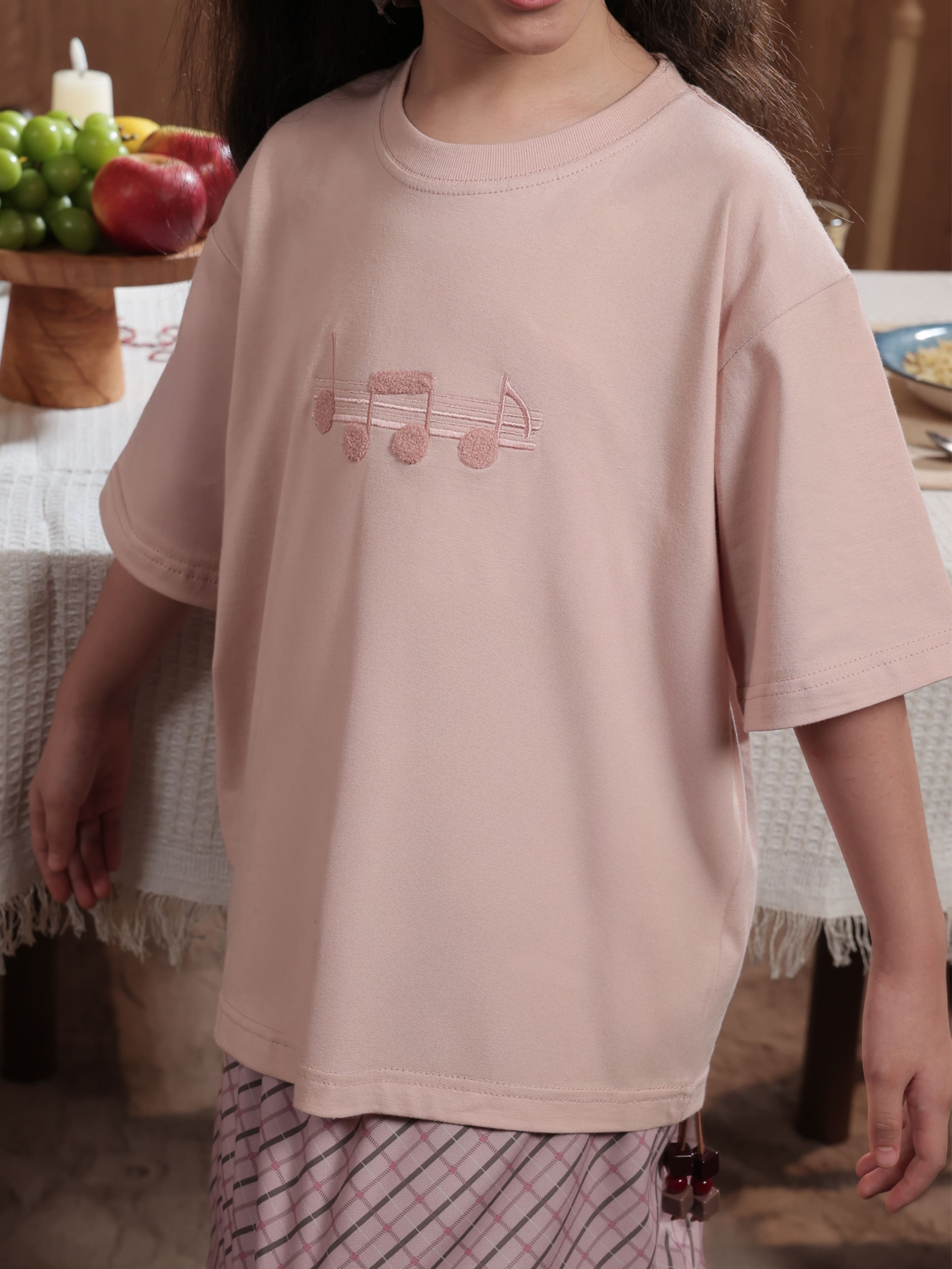 SABINE AND HEEM x MALIQ D'ESSENTIALS - Cotton Embroidery Tee - Pale Pink - Kids T-Shirt Top