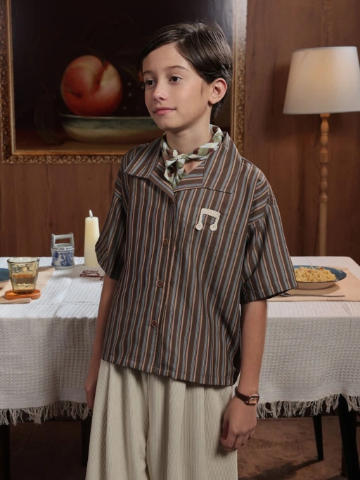 SABINE AND HEEM x MALIQ D'ESSENTIALS - Button Shirt Crochet - Mix Brown - Kids Shirt Top