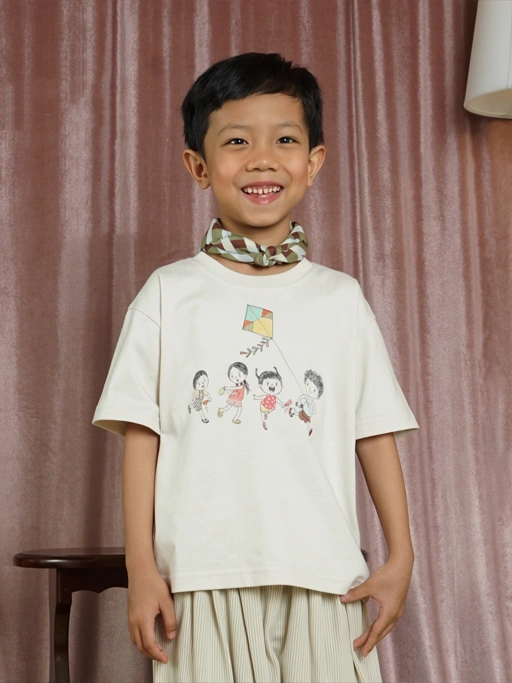SABINE AND HEEM x NA WILLA - TEMAN-TEMAN Cotton Tee - Cream - Kids Cotton Top