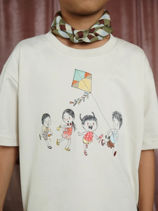 SABINE AND HEEM x NA WILLA - TEMAN-TEMAN Cotton Tee - Cream - Kids Cotton Top