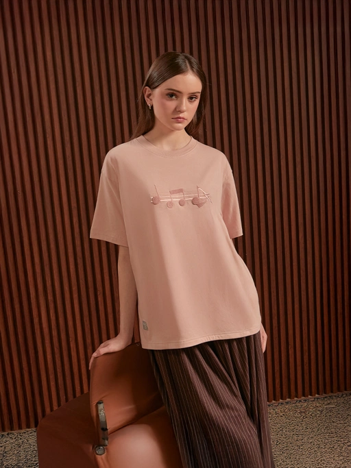SABINE AND HEEM x MALIQ D'ESSENTIALS - Cotton Embroidery Tee - Adult - Pale Pink - Adult T-Shirt Top