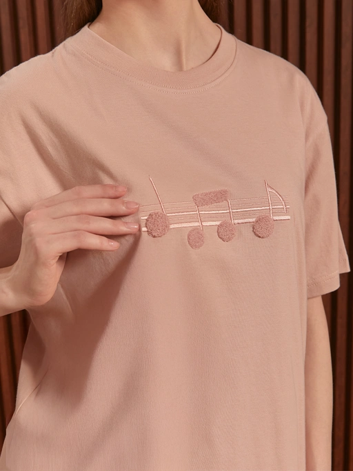 SABINE AND HEEM x MALIQ D'ESSENTIALS - Cotton Embroidery Tee - Adult - Pale Pink - Adult T-Shirt Top
