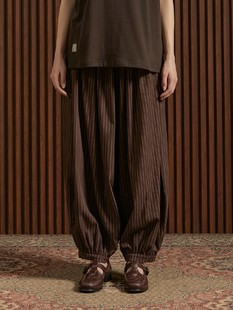 SABINE AND HEEM - ALHAMBRA Balloon Stripe Beads Pants - Red Brown - Adult Balloon Pants