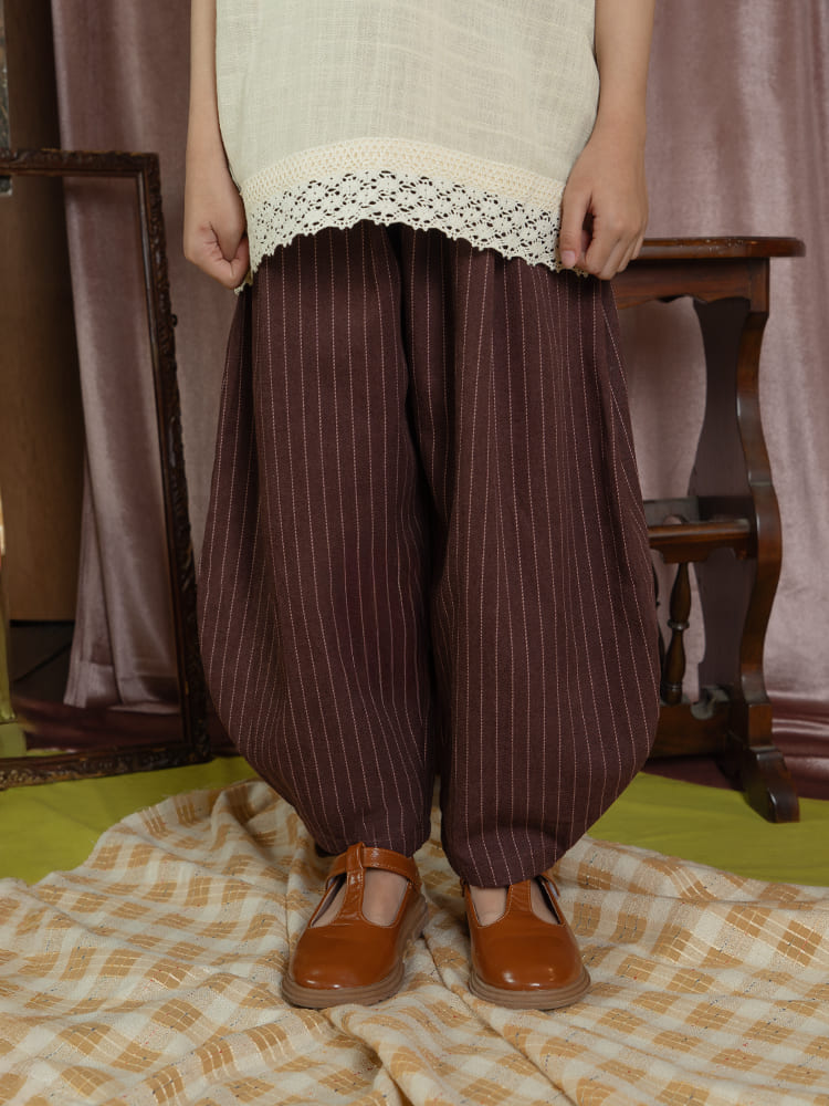 SABINE AND HEEM - AUGUST Barrel Stripe Pants - Red Brown - Kids Pants