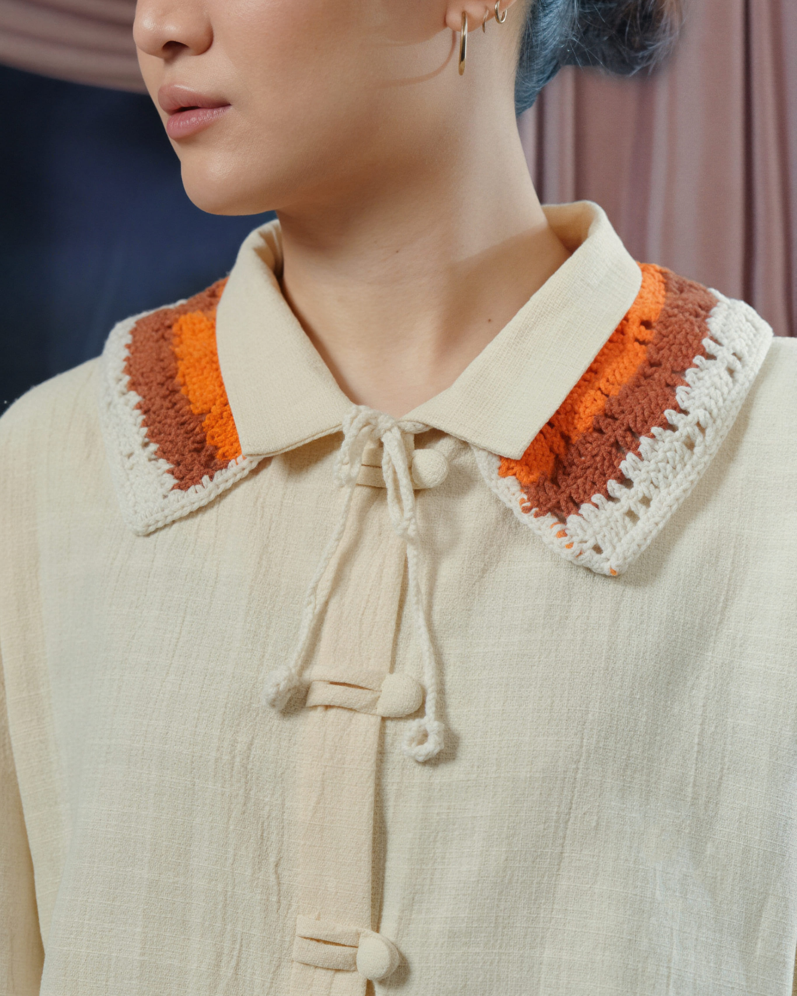 SABINE AND HEEM - BORA Collar Crochet - Mix Brown Terra - Crochet Collar for Kids & Adults