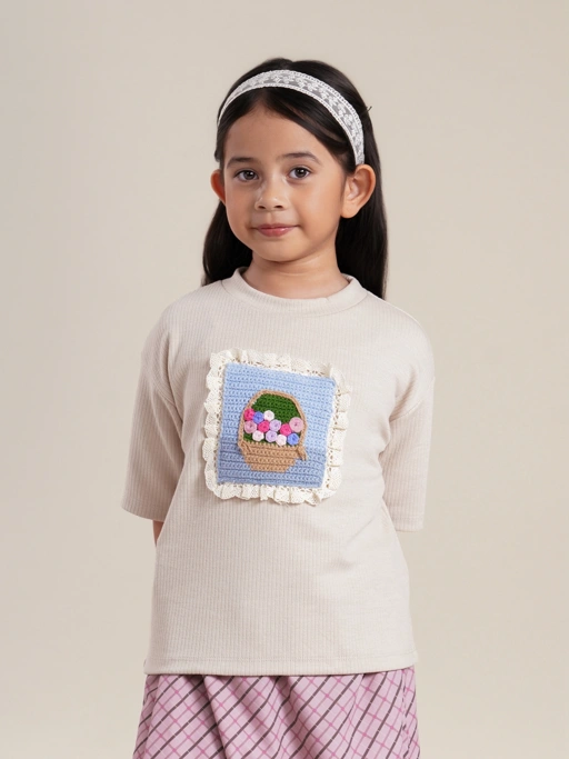 SABINE AND HEEM - DAISY RIBBED SHIRT - Khaki - Kids T-Shirt Tops