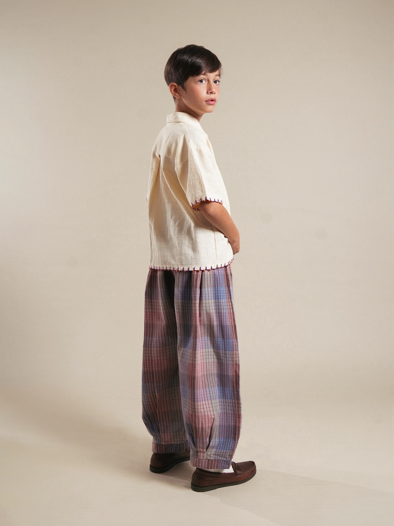 SABINE AND HEEM - BUXORO Balloon Big Pants - Plaid Blue - Kids Balloon Pants